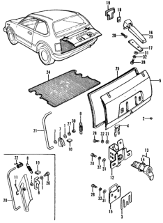 1973 Honda Civic Stay, Trunk Open Diagram for 83433-634-671