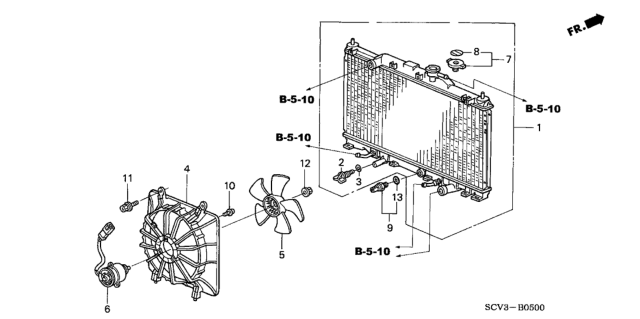 2003 Honda Element Motor, Cooling Fan (Denso) Diagram for 19030-PZD-A01
