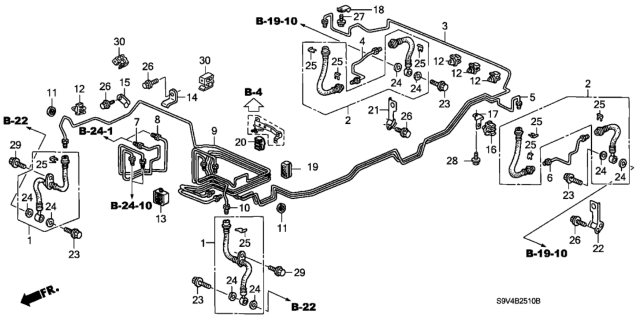 2003 Honda Pilot Bracket, L. RR. Brake Hose Diagram for 46436-S3V-A00