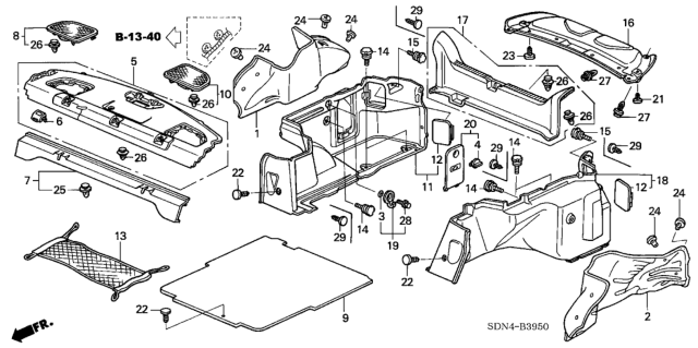 2006 Honda Accord Grille, R. Speaker *YR239L* (KI IVORY) Diagram for 84518-SDN-A01ZB