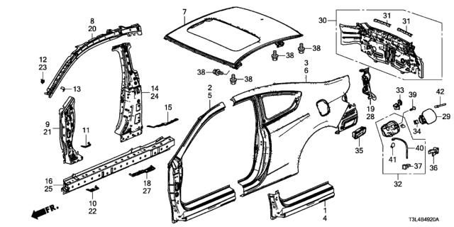 2013 Honda Accord Panel, RR. Diagram for 66100-T3L-A00ZZ