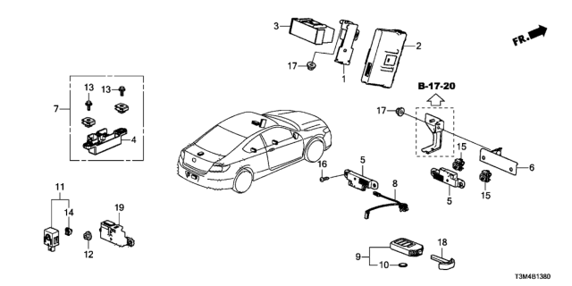 2017 Honda Accord Fob Assembly, Entry Key (Driver 1) Diagram for 72147-T2G-A71