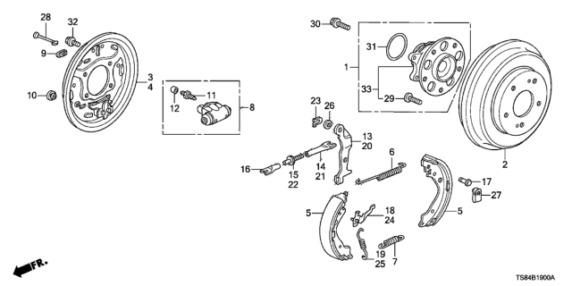2014 Honda Civic Rear Brake (Drum) Diagram