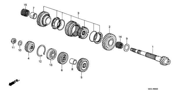 1989 Honda Accord Gear, Countershaft Low Diagram for 23421-PC8-A00