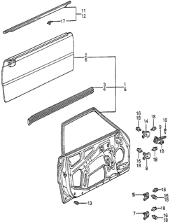 1985 Honda Accord Clip, Door Molding Diagram for 90642-SA5-003