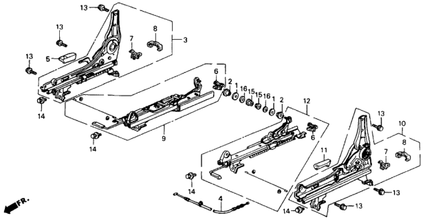 1992 Honda Accord Front Seat Components Diagram
