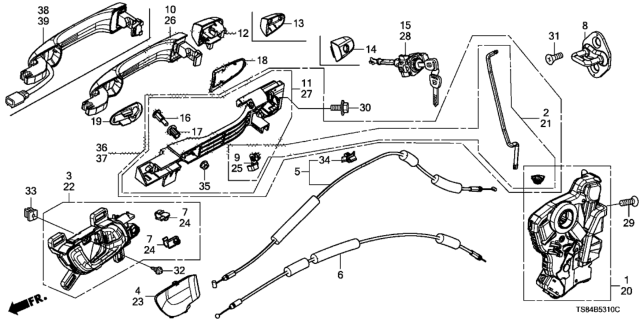 2012 Honda Civic Latch Assembly, Left Front Door Manual Diagram for 72150-TR3-A01