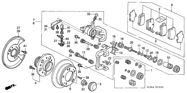 2003 Honda Accord Bearing Assembly, Rear Hub Unit Diagram for 42200-SDA-A51