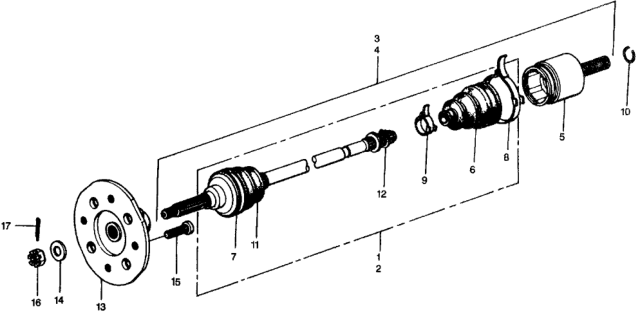1975 Honda Civic Driveshaft Assembly, Driver Side Diagram for 44306-659-010