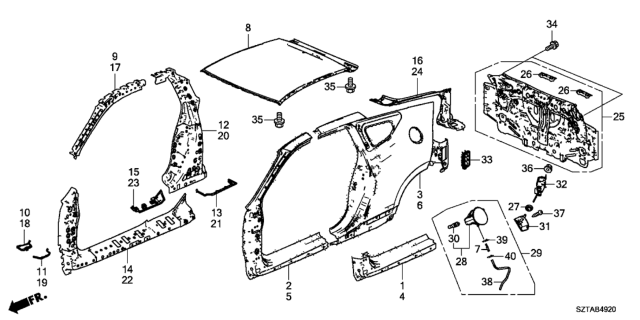 2015 Honda CR-Z Outer Panel - Rear Panel Diagram