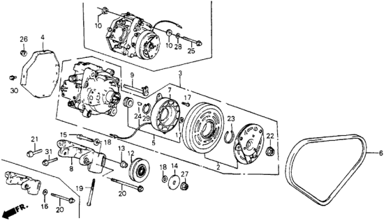 1987 Honda CRX A/C Compressor (Keihin) Diagram