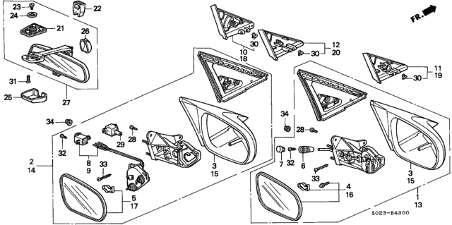 1998 Honda Civic Mirror Assembly, Driver Side Door (R.C.) Diagram for 76250-S02-A15