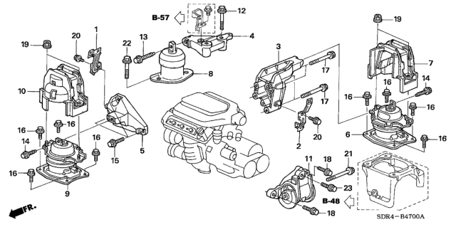 2007 Honda Accord Hybrid Stopper Assy., RR. Engine Mounting Diagram for 50815-SDR-A01