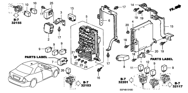 2002 Honda Civic Control Module, Engine Diagram for 37820-PMP-419