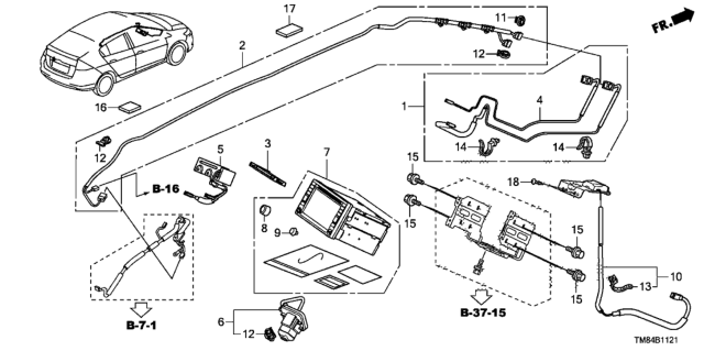 2014 Honda Insight Sub-Feeder Assembly, Antenna Diagram for 39156-TM8-G02