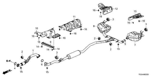 2021 Honda Civic Plate B, Floor Heat Baffle Diagram for 74611-TEA-T00