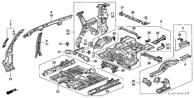 1998 Honda CR-V Bracket, Trunk Mat Extension Diagram for 65516-S10-300ZZ