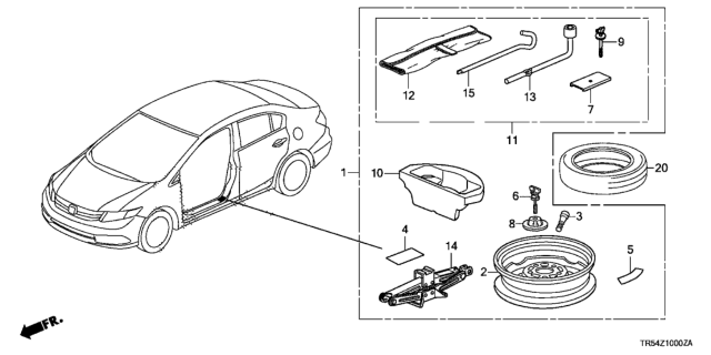 2013 Honda Civic Bag, Tool Diagram for 89101-S01-A01