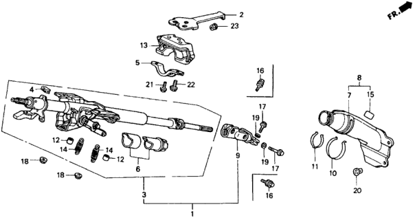 1990 Honda Accord Cover, Steering Joint Diagram for 53320-SM4-A03