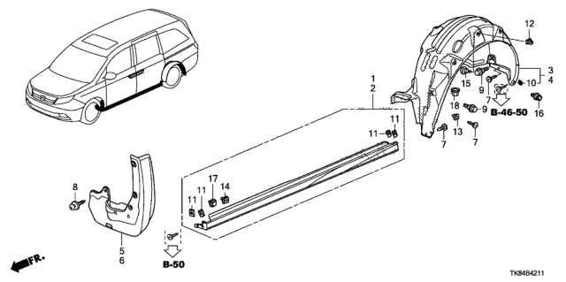 2016 Honda Odyssey Garnish, L. *B588P* Diagram for 71850-TK8-A10ZN