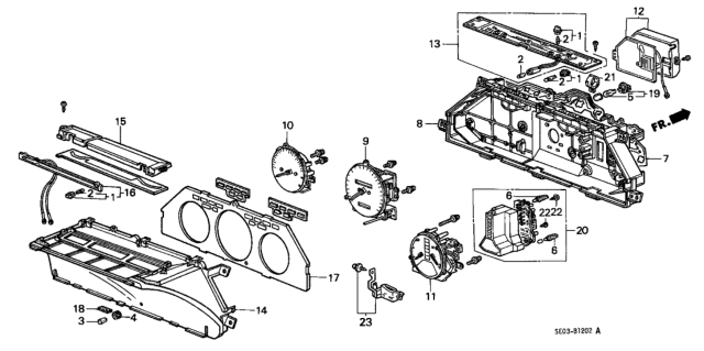 1989 Honda Accord Tachometer Assembly (Denso) Diagram for 78125-SE3-014