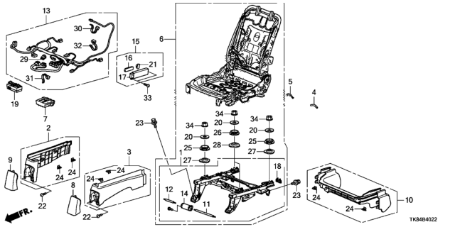 2015 Honda Odyssey Front Seat Components (Right) (Power Seat) Diagram