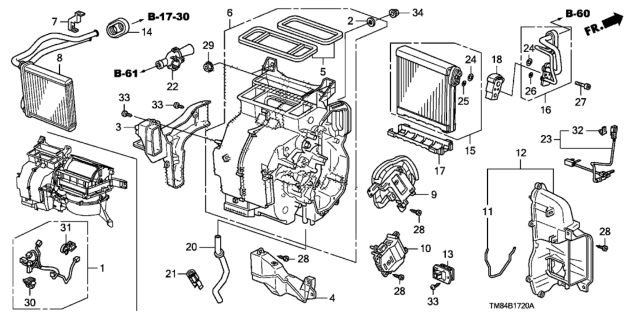 2014 Honda Insight Sub-Wire, Heater Diagram for 32157-TF0-G00