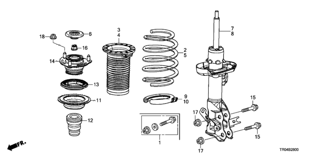 2012 Honda Civic Spring, Right Front Diagram for 51401-TR0-A11