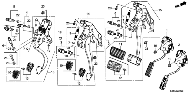 2014 Honda CR-Z Pedal Assy., Brake Diagram for 46600-SZT-L02