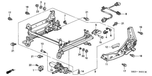 2002 Honda Accord Front Seat Components (Driver Side) (Power Height) Diagram