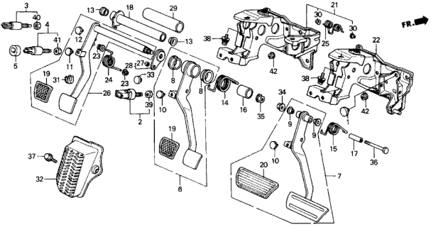 1991 Honda Prelude Brake Pedal - Clutch Pedal Diagram