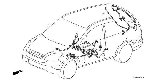 2009 Honda CR-V Wire Harness, Center Floor Diagram for 32107-SWA-A60