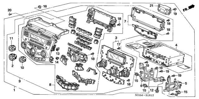 2006 Honda Accord Control Assy., Center Panel *NH482L* (UA BLACK METALLIC) Diagram for 39183-SDA-L61ZA