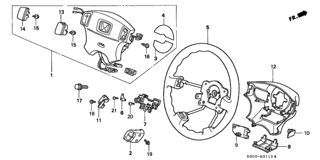 1998 Honda Prelude Steering Wheel (SRS) Diagram