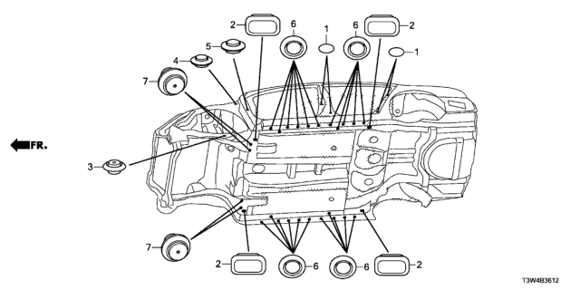 2014 Honda Accord Hybrid Grommet (Lower) Diagram