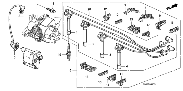 1993 Honda Prelude Wire Assembly, Ignition (Sumitomo) Diagram for 32700-P14-A00