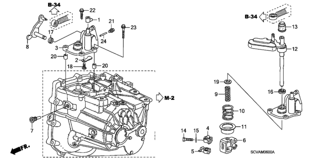 2009 Honda Element Lever, Select Diagram for 24460-RZF-000