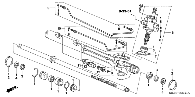 2006 Honda Accord P.S. Gear Box Components Diagram