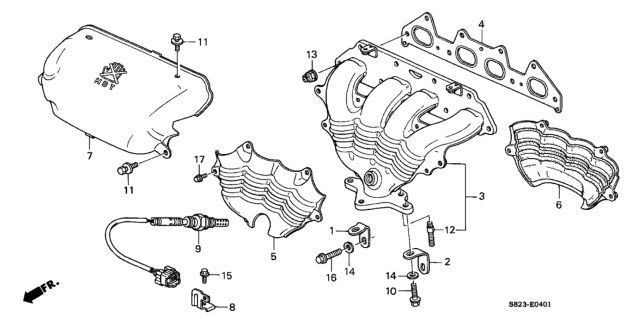 2000 Honda Accord Exhaust Manifold (L4) Diagram