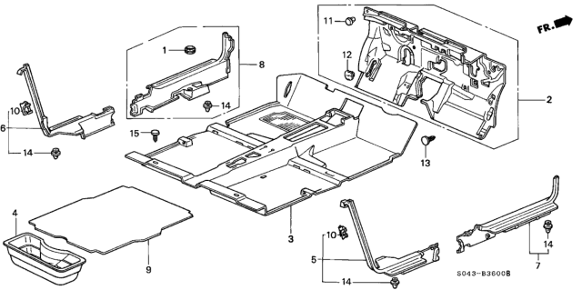 1996 Honda Civic Garnish, L. Seat Side *YR164L* (MEDIUM TAUPE) Diagram for 84191-S04-000ZD