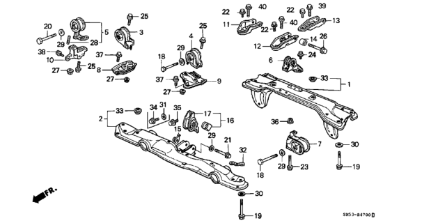 1989 Honda Civic Rubber, FR. Stopper Insulator (AT) Diagram for 50841-SH3-J80
