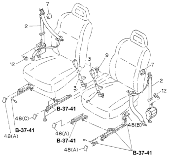 1997 Honda Passport Front Seat Belt (Bucket Seat) Diagram