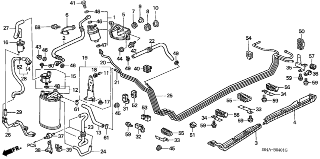 1999 Honda Civic Filter Set, Fuel Diagram for 16010-ST5-931