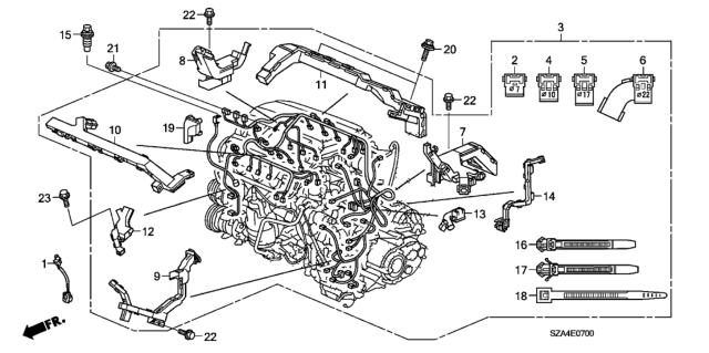 2010 Honda Pilot Holder G, Engine Harness Diagram for 32133-RGW-A00