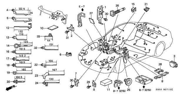 1997 Honda Prelude Stay, Connector Diagram for 32112-P5M-A00