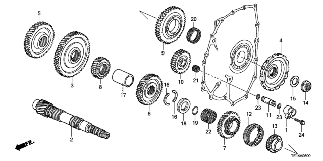 2012 Honda Accord Gear, Countershaft Second Diagram for 23441-R90-A00