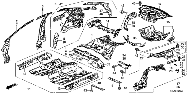 2016 Honda Accord Gusset, R. Middle Crossmember Diagram for 65715-TE0-A00ZZ