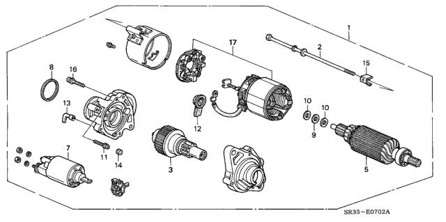 1995 Honda Civic Starter Motor Assembly Diagram for 31200-P01-015