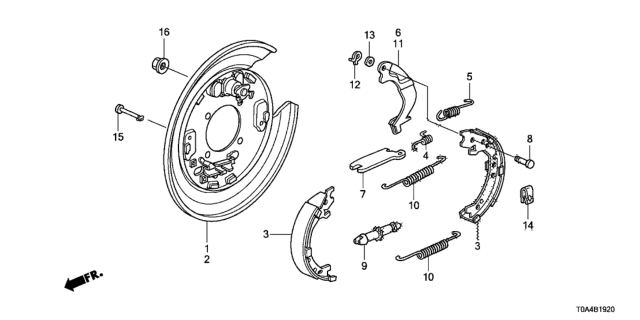 2014 Honda CR-V Parking Brake Shoe Diagram