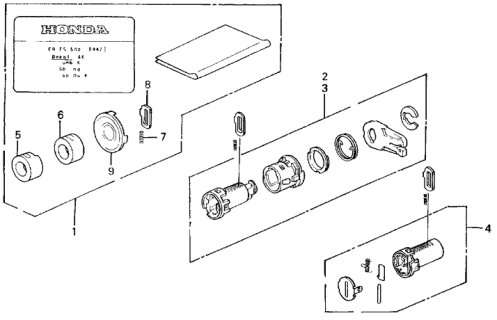 1991 Honda Civic Cylinder Kit, R. Door Diagram for 06721-SR3-305